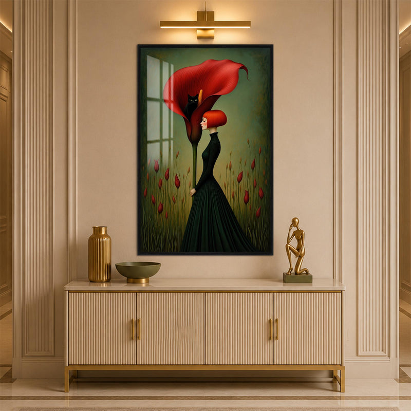 Crimson Calla Muse with black frame