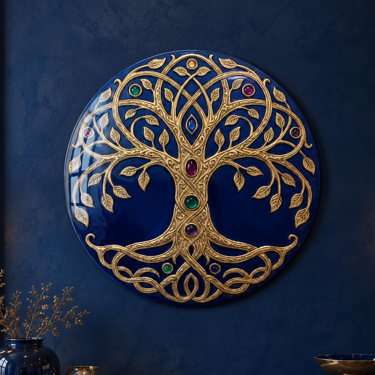 Sapphire Tree Of Life — tempered glass, ultra HD print, ready to hang