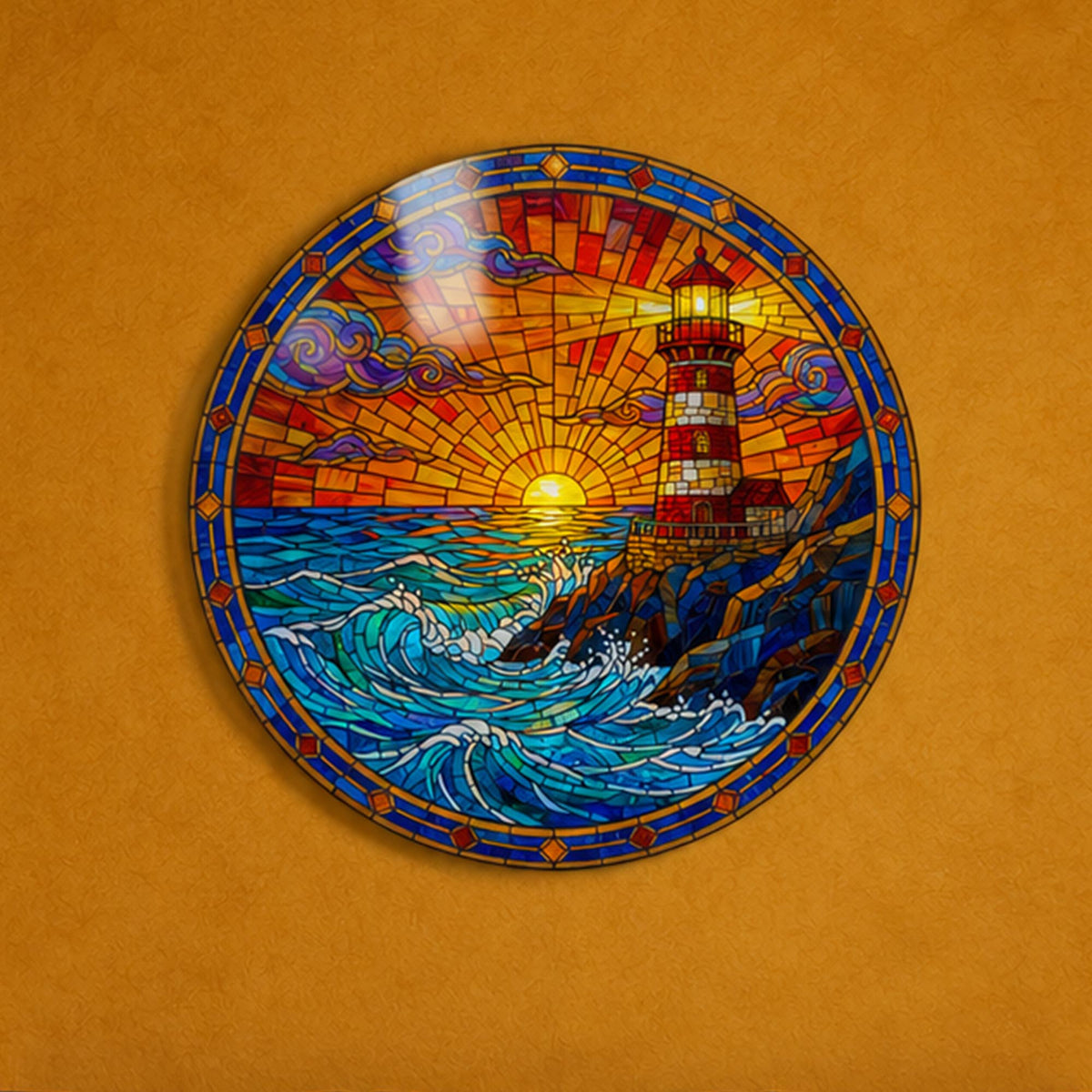 Sunset Lighthouse — tempered glass, ultra HD print, ready to hang