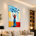 Woman Releasing Birds angled lifestyle view