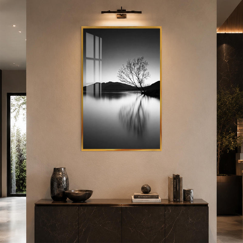 Lone Tree Reflection with gold frame