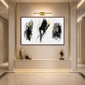 Artronauts Glass Print 18x12 cm | 7.1"x4.7" / Walnut Ink and Gold Strokes Glass Wall Art