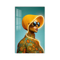 Artronauts Glass Print Golden Neon Voyager Glass Wall Art
