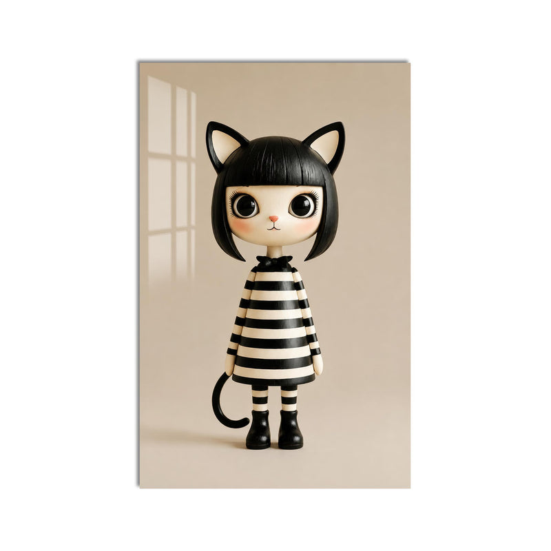 Striped Cat Girl product shot on white background