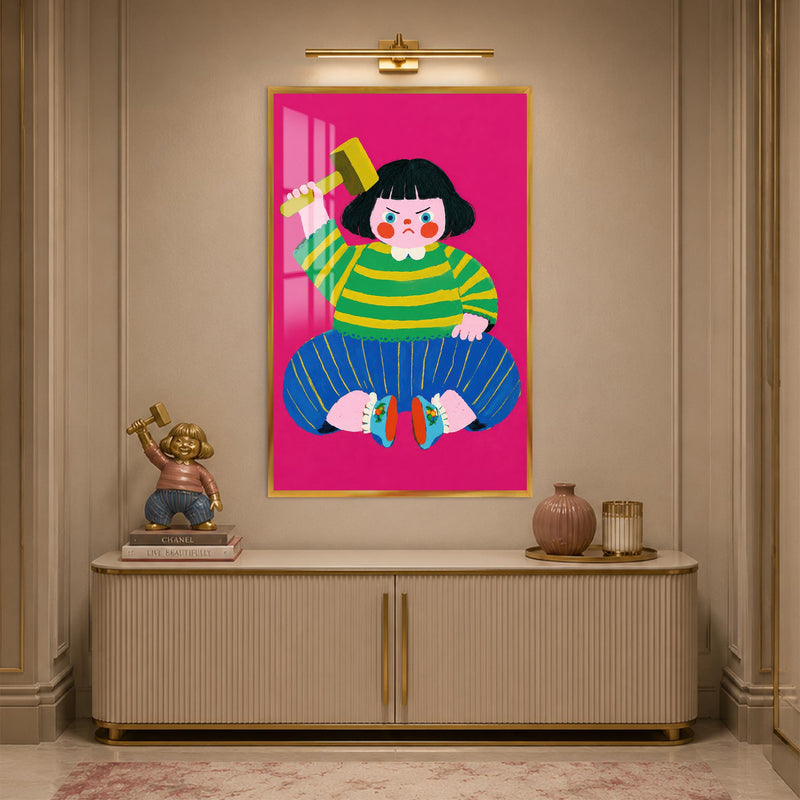 Hammer Girl with gold frame