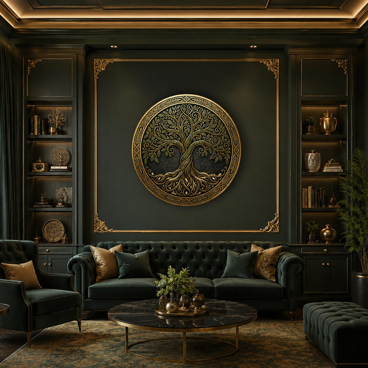 Gilded Ancient Tree in a modern room