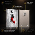 Scarlet City Chic — tempered glass, ultra HD print, ready to hang
