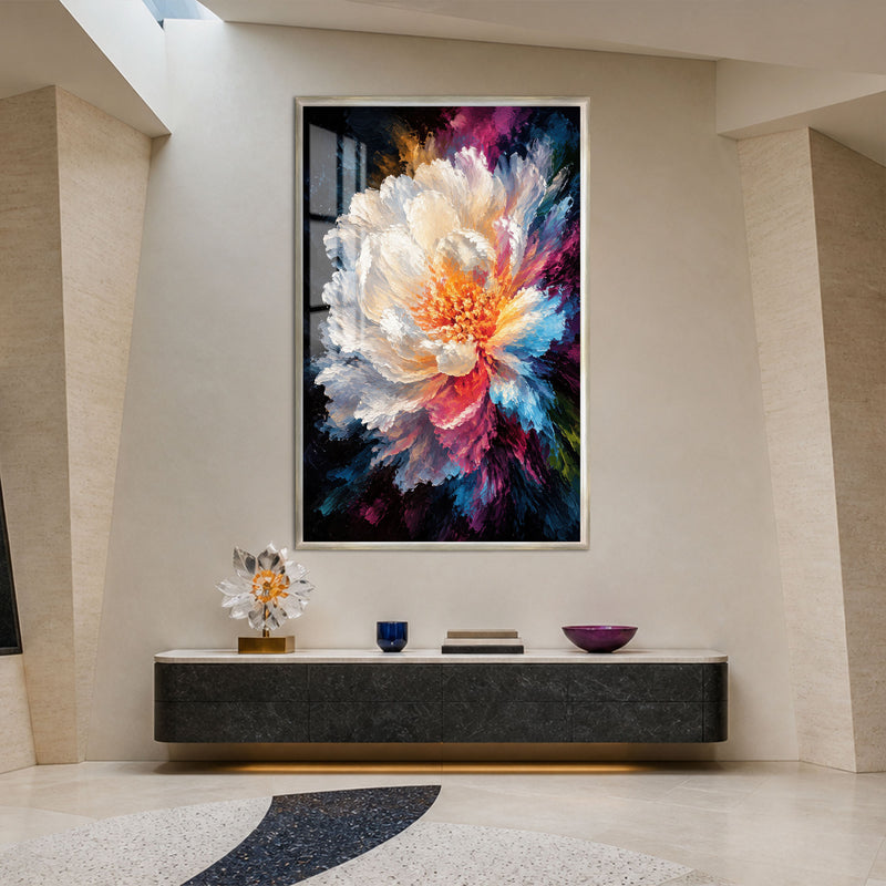 Midnight Peony with silver frame