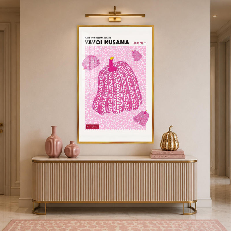 Pink Polka Dot Pumpkin with gold frame