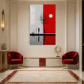 Artronauts Glass Print Divided Red Landscape Glass Wall Art