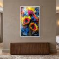 Vibrant Poppy Bouquet with white frame