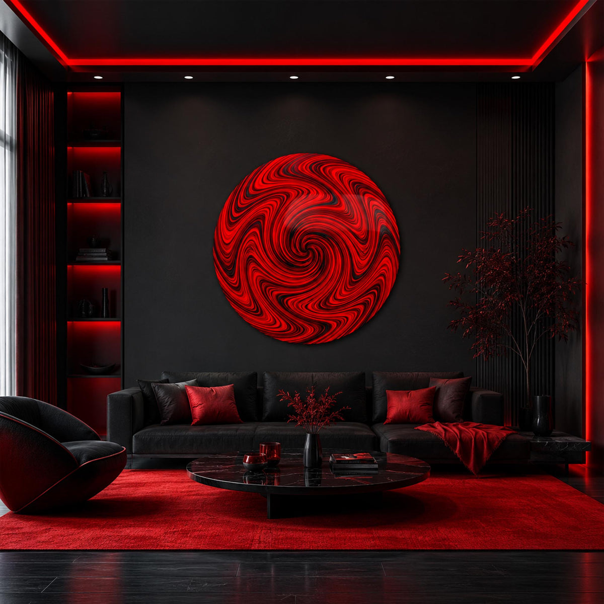 Crimson Vortex in a modern room