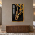 Golden Jazz Saxophone with gold frame