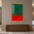 Emerald Crimson Divide with gold frame