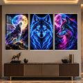 Neon Wolf with silver frame