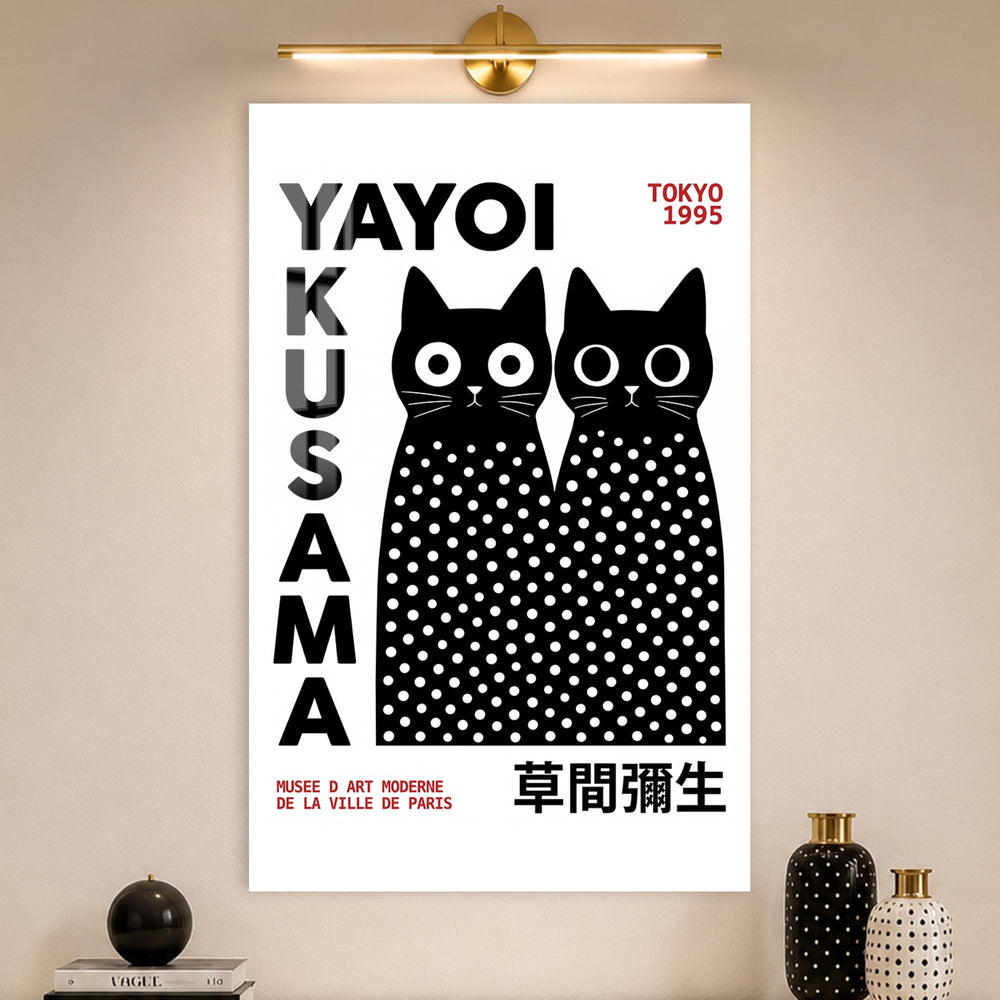 Artronauts Glass Print Yayoi Cat Duo Vertical Glass Wall Art