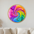 Rainbow Paisley Vortex with gold frame