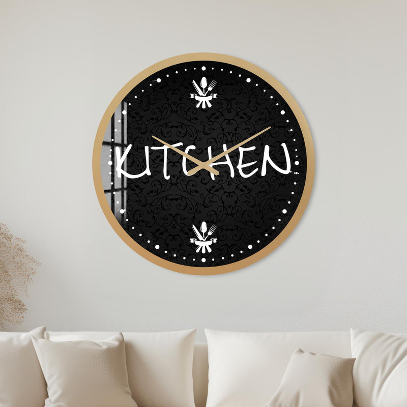 Monochrome Kitchen Script with gold frame