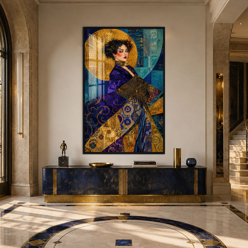 Artronauts Glass Print 12x18 cm | 4.7"x7.1" / Black Golden Muse Glass Wall Art