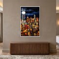 Moonlit City Glow with white frame