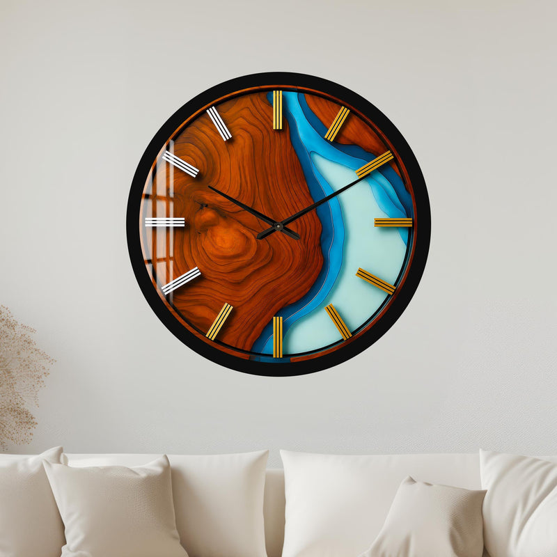 Turquoise Woodgrain with black frame