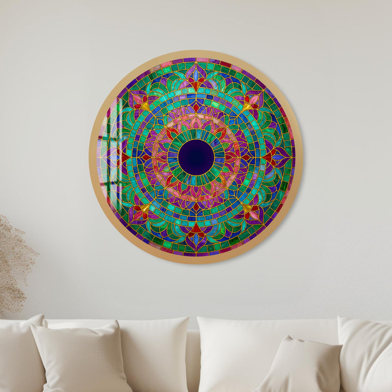 Jewel Tone Gold Leaded Lotus with gold frame