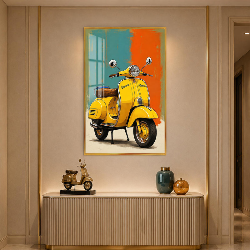 Yellow Vintage Scooter with gold frame