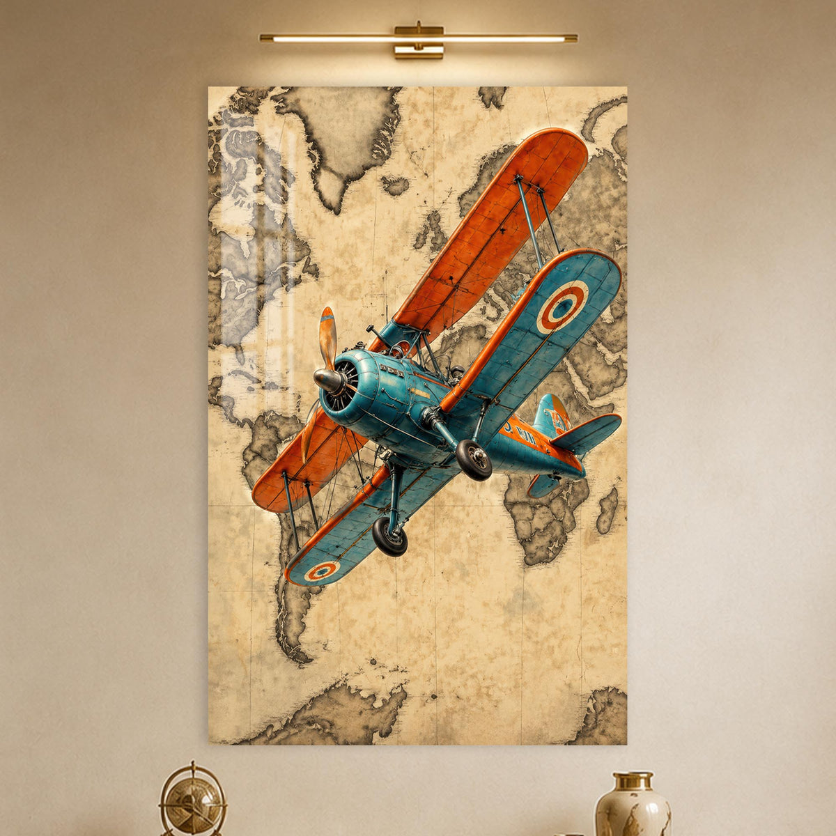 Vintage Biplane Adventure in a modern room