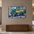 Majestic World Relief with walnut frame