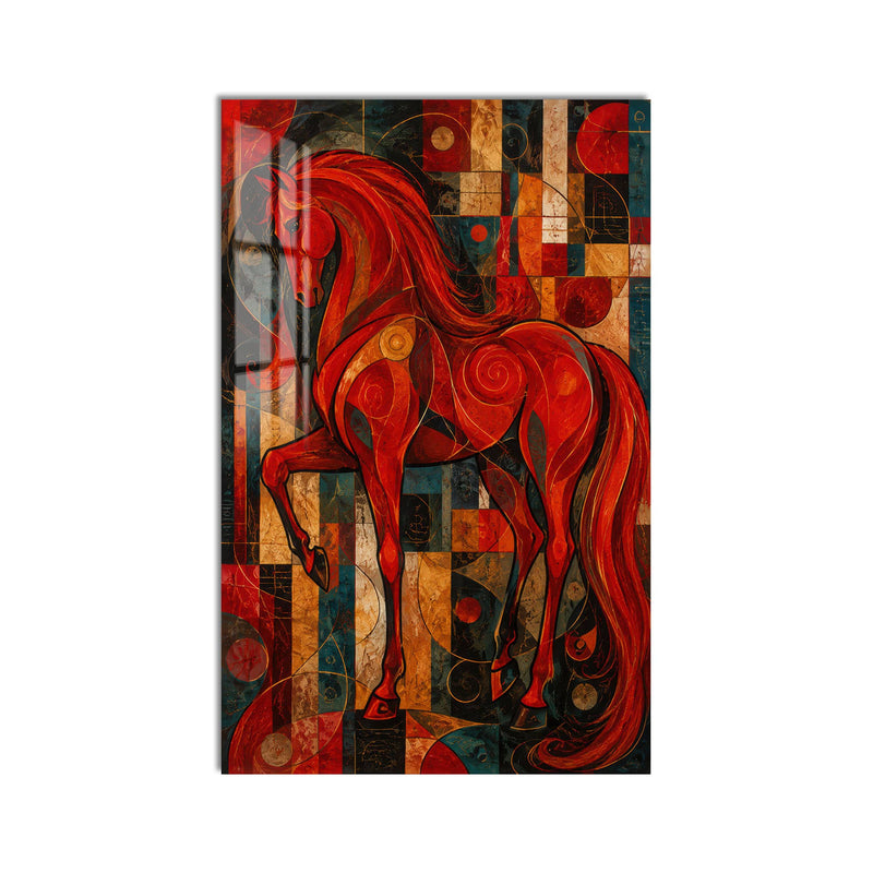 Artronauts Glass Print Scarlet Mosaic Horse Glass Wall Art