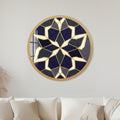 Navy Gold Star Tile Mosaic with gold frame