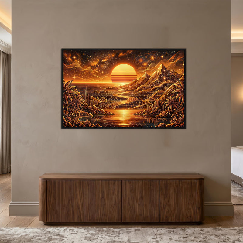 Cyber Sunset Valley with black frame