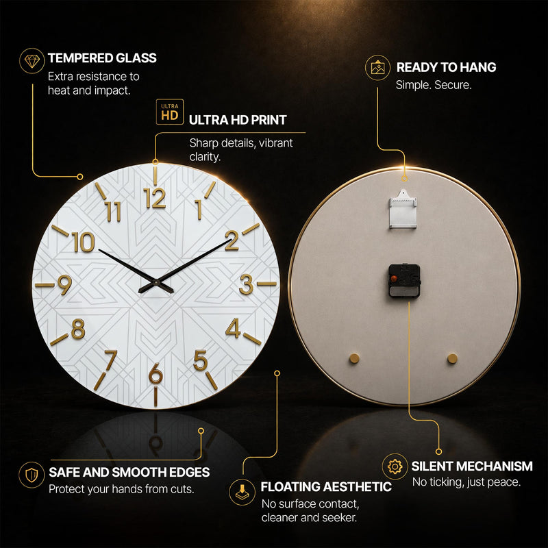 Golden Art Deco — tempered glass, ultra HD print, ready to hang
