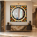 Amber Mosaic Sunburst with gold frame