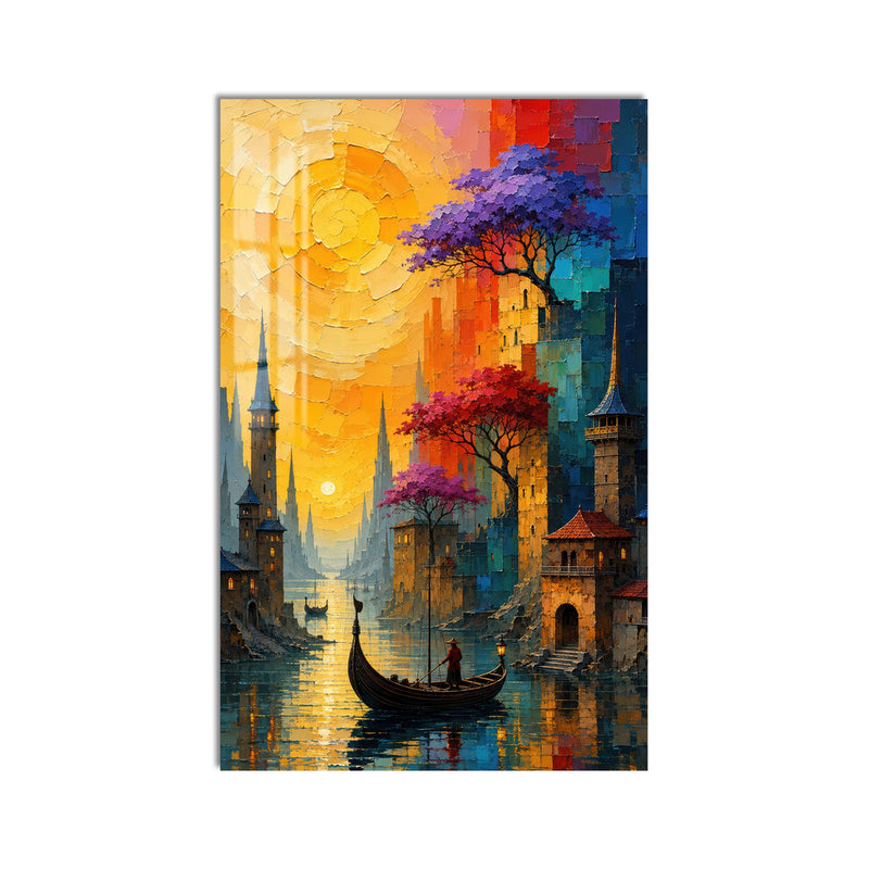 Artronauts Glass Print Golden Canal City Glass Wall Art