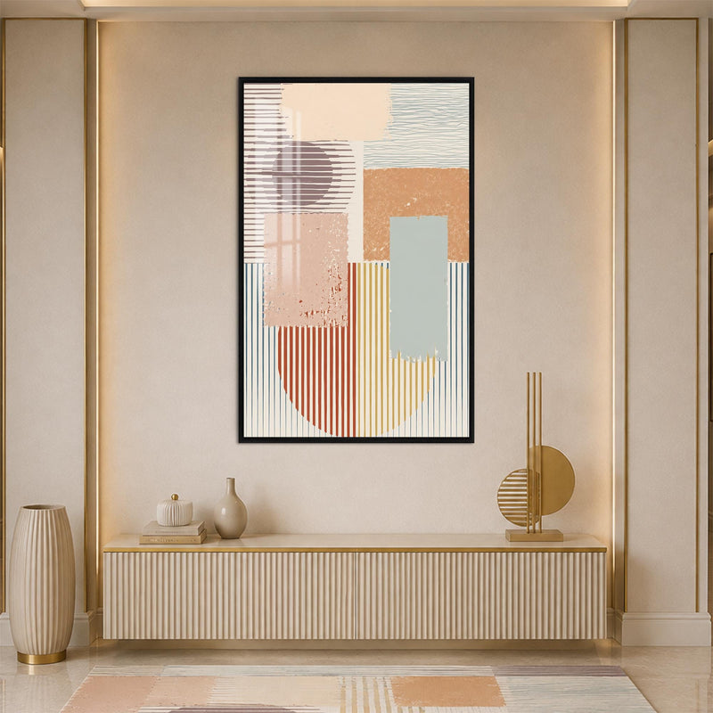 Artronauts Glass Print 12x18 cm | 4.7"x7.1" / Black Pastel Geometric Rhythm Glass Wall Art