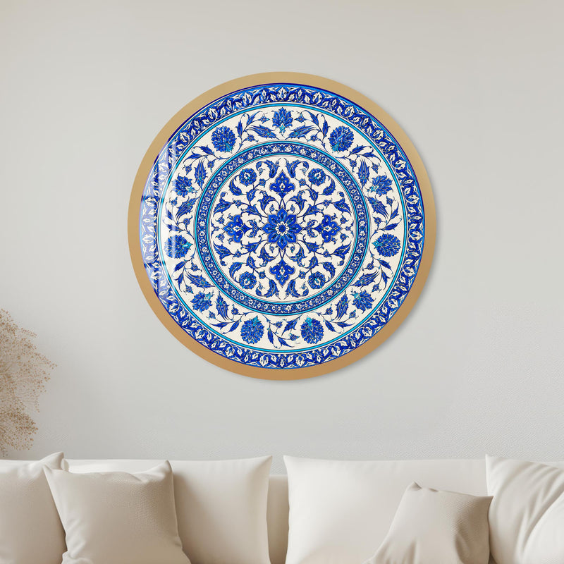 Iznik Floral Medallion with gold frame