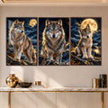 Moonlit Wolf with walnut frame