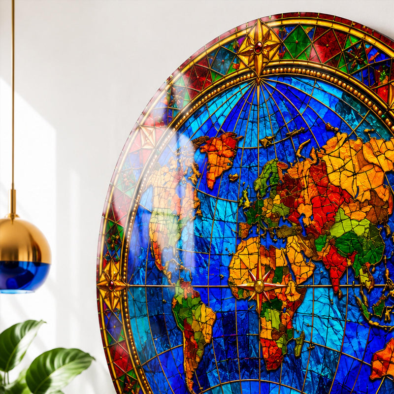 Stained Glass World Map lifestyle view