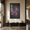 Artronauts Glass Print 12x18 cm | 4.7"x7.1" / Black Neon Balloon Dog Glass Wall Art
