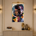 Geometric African Faces with silver frame
