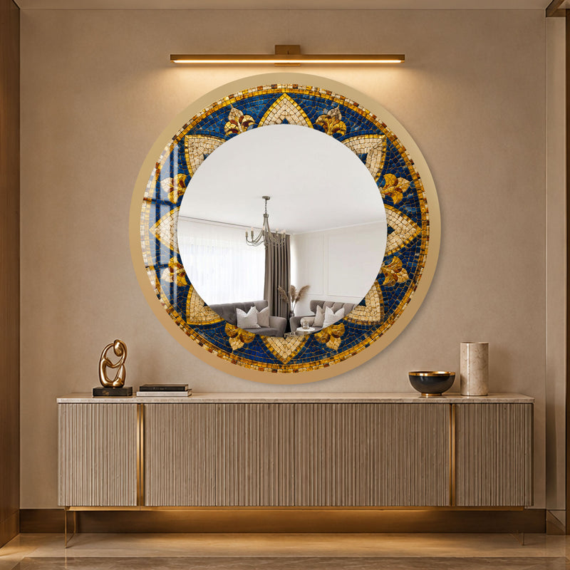 Sapphire Mosaic Fleur with gold frame