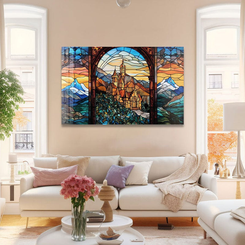 Artronauts Glass Print Castle Stained Glass Effect