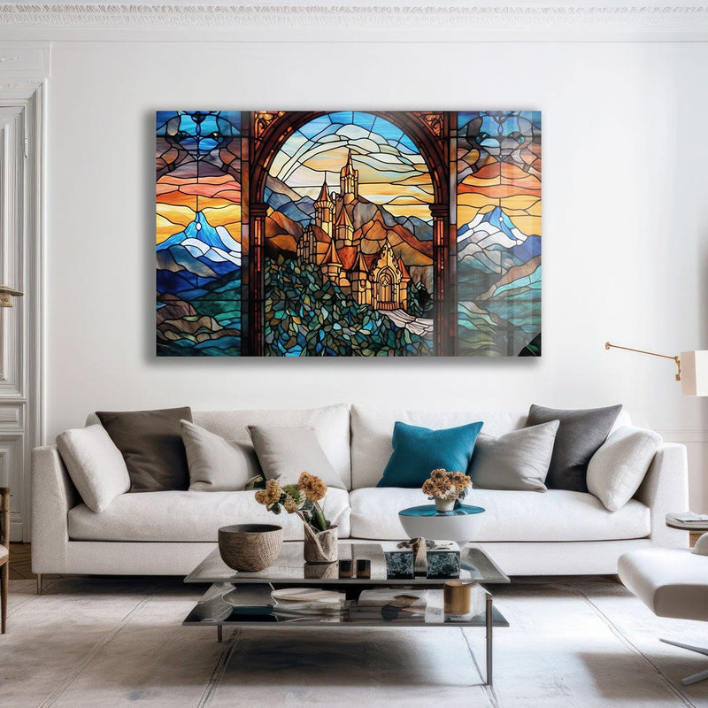 Artronauts Glass Print Castle Stained Glass Effect