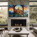 Artronauts Glass Print Castle Stained Glass Effect