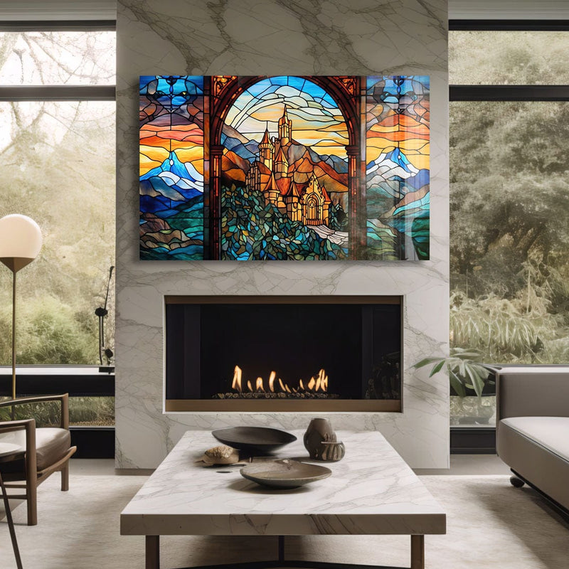 Artronauts Glass Print Castle Stained Glass Effect