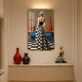 Checkered Couture with gold frame