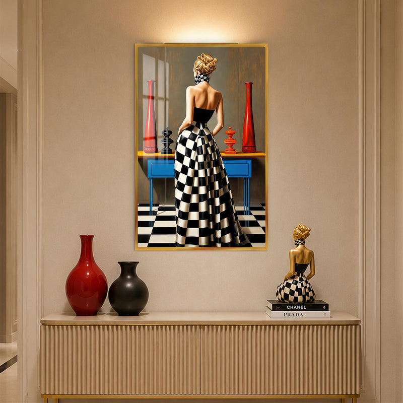 Checkered Couture with gold frame