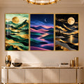Moonlit Mountain with gold frame