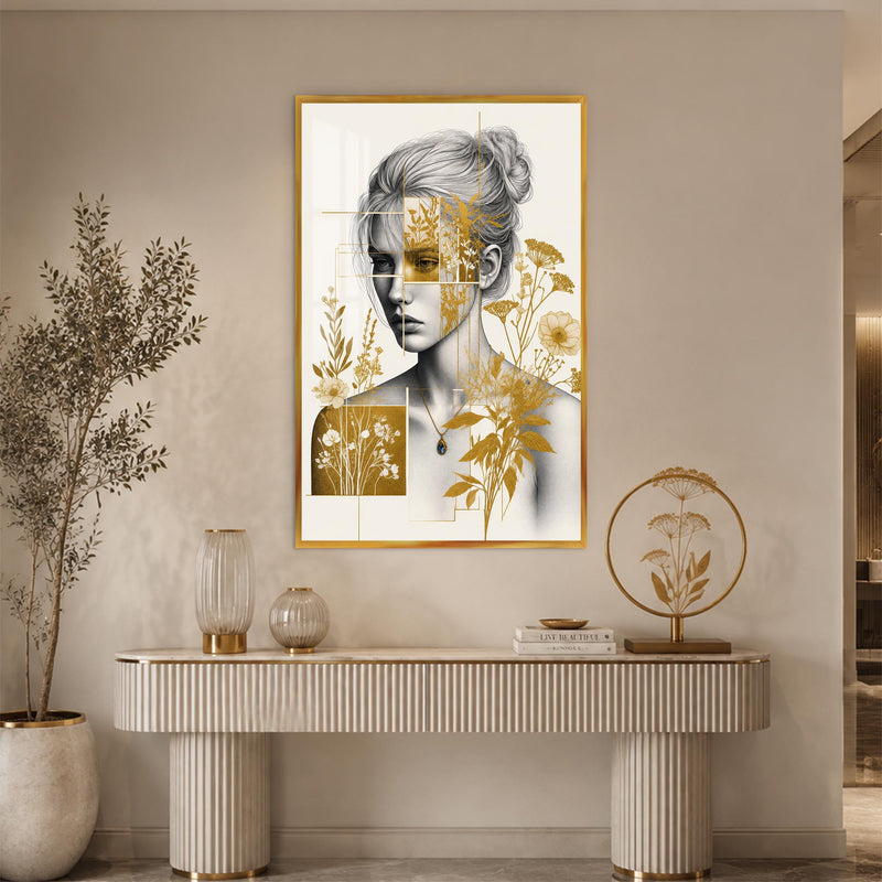 Golden Botanical Muse with gold frame